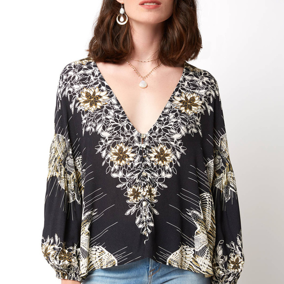 🆕️ Free People - Birds of a Feather Top in Black - Picture 7 of 10